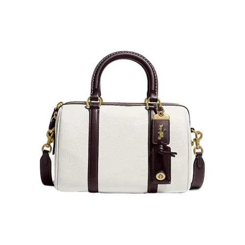 COACH Ruby Leather Crossbody Bag, Handbag Medium Size Women's White & Dark Brown