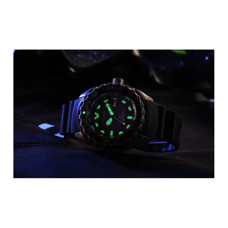 CITIZEN Automatic Mechanical Movement PU Rubber Strap Watch 46mm Unisex Black Dial-4
