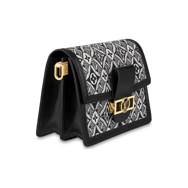 LOUIS VUITTON Dauphine Jacquard Textile Fabric With Cow Leather Trim Dafne Crossbody Bag, Shoulder Bag Women's Gray-1