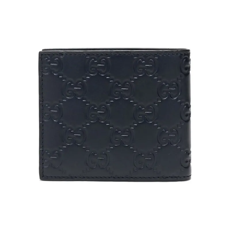 GUCCI Artificial Leather Cropped Double-Fold Wallet Men's /Navigation Dark Blue/Navy Blue-2