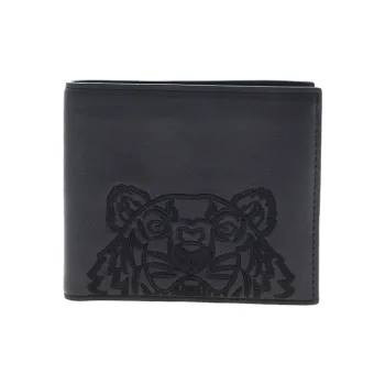 KENZO Cow Leather Card Holder Wallet Men's Black