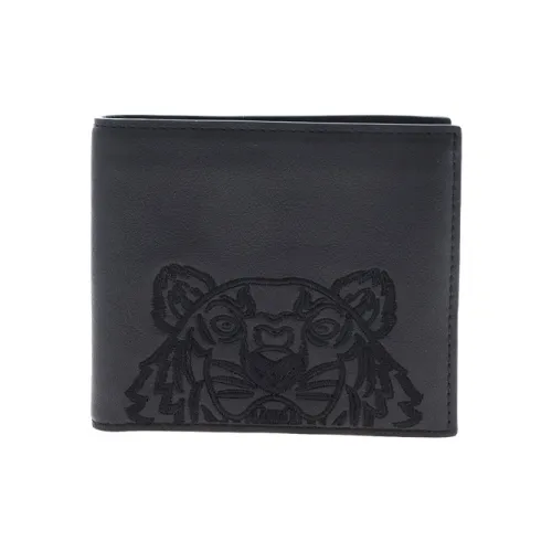 KENZO Cow Leather Card Holder Wallet Men's Black