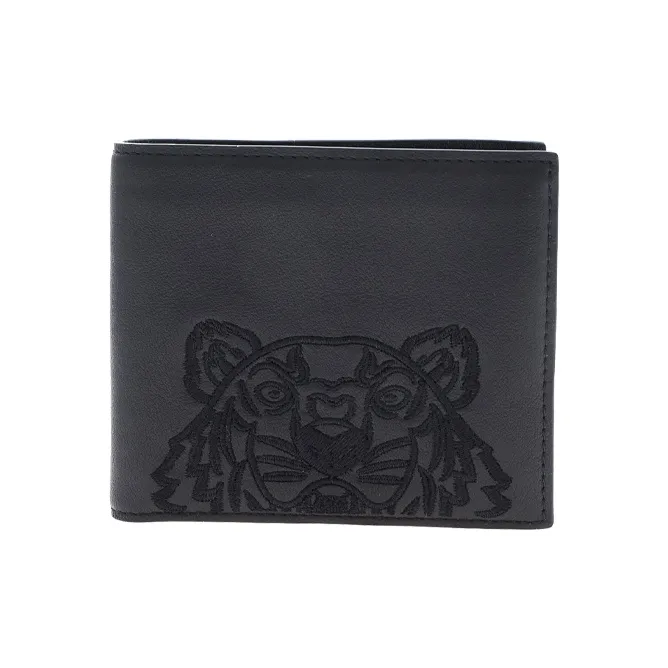 KENZO Cow Leather Card Holder Wallet Men's Black-0