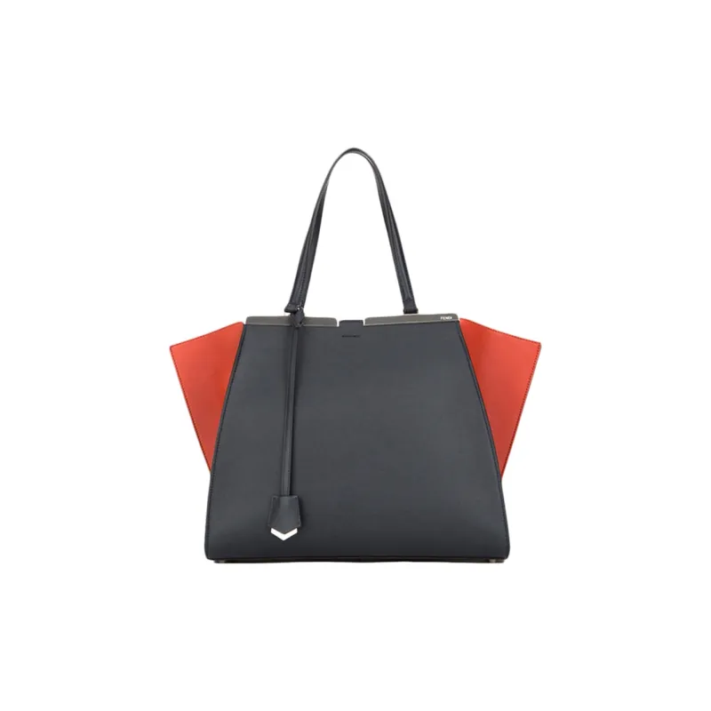 FENDI Cow Leather Tote Combo Bag One Shoulder Handbag Regular Women's Dark Gray/Red-0
