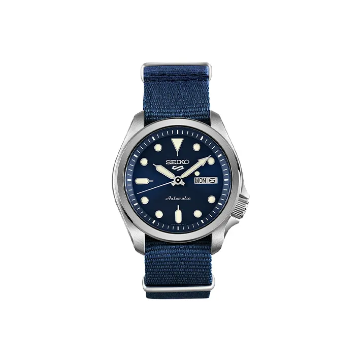 SEIKO Series 5 Automatic Mechanical Movement Nylon Strap Watch Men's Watches Blue Dial-0