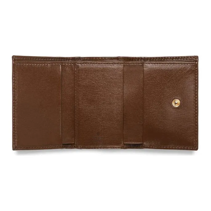 GUCCI Canvas With Leather Wallet Unisex Brown/Ebony-5
