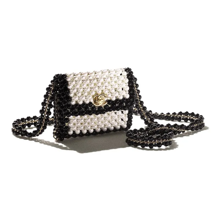 CHANEL Artificial Pearl Shoulder Bag, Crossbody Bag Trumpets Women's White, Black-0