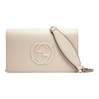 GUCCI Soho Leather Wallets Shoulder Bag Crossbody Bag Women's White