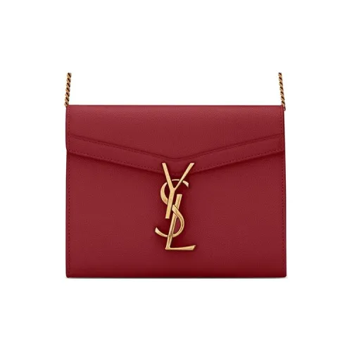 SAINT LAURENT CASSANDRA Leather Chain Wallet Envelope Crossbody Bag Shoulder Bag Women's Splendid Red