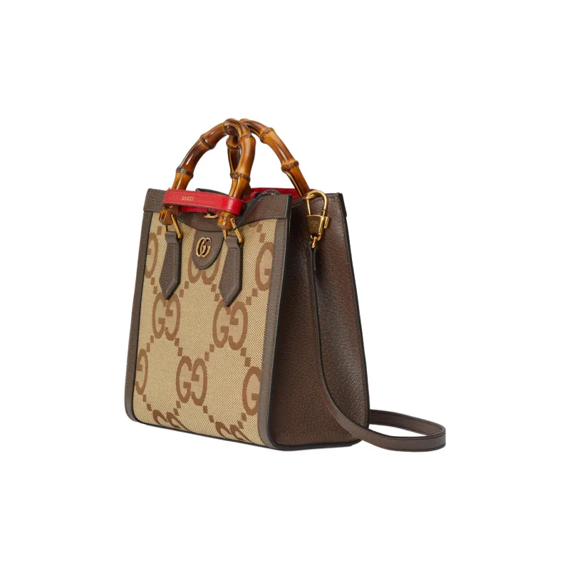 GUCCI Diana Leather Shoulder Bag, Crossbody Bag, Handbag Trumpets Unisex Beige Brown/Red-1