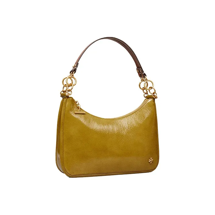 TORY BURCH Leather, Patent Leather New Moon Shoulder Bag Medium Size Women's Sweet Yellow Pear-1