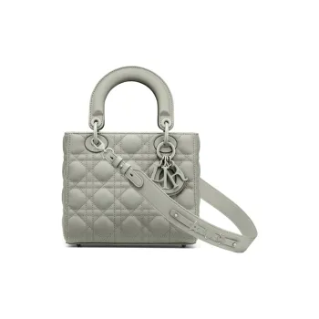 DIOR Lady Dior Calfskin Shoulder Bag Crossbody Bag Handbag Small Size Women's Gray