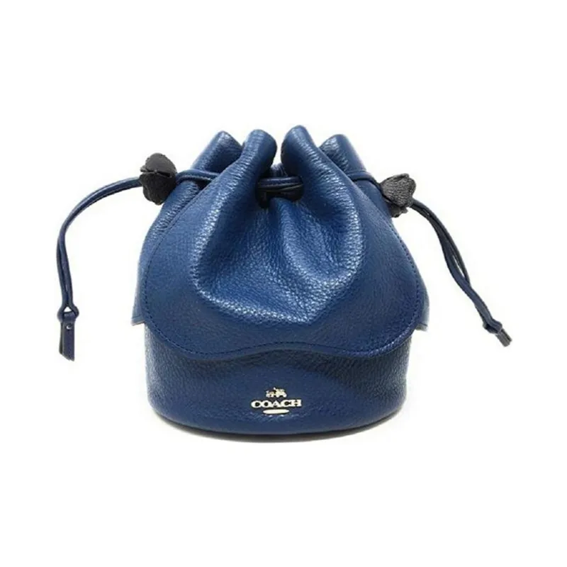 COACH Petal Leather Drawstring Crossbody Portable Bucket Bag Small Size Women's Blue-1