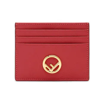 FENDI F Is Fendi Calfskin Card Holder With Clip Women's Red