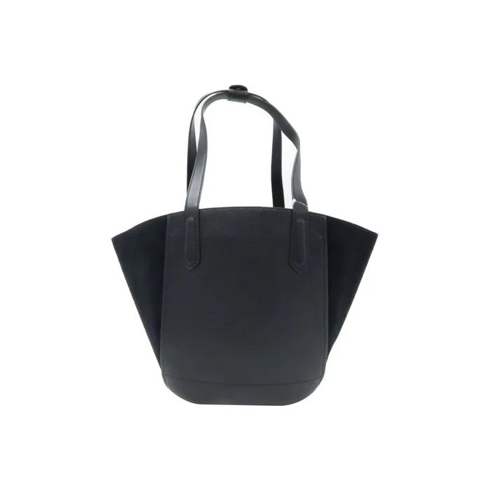 MICHAEL KORS MK Portia Cow Leather Patchwork Suede Basket Bag, Handbag, Shoulder Bag Women's Black-2