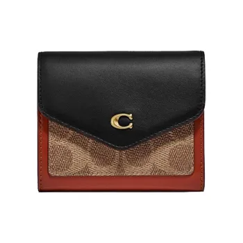 COACH Wyn Canvas Wallet Women's Red & Brown & Black