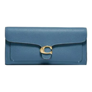 COACH Leather Card Holders Clutches Wallets Women's Blue