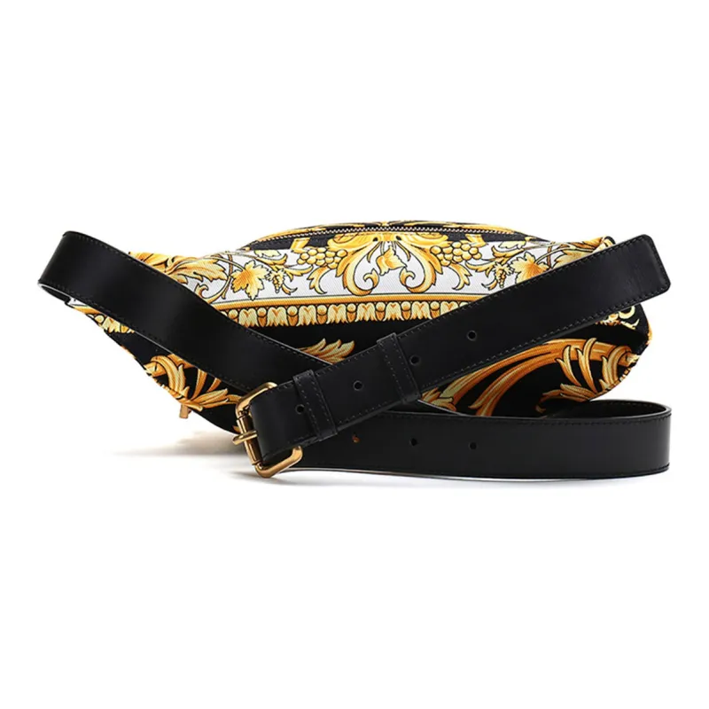 VERSACE Fabric Shoulder Crossbody Bag Sling Bag Fanny Pack Regular Men's Black Multicolor Print-3