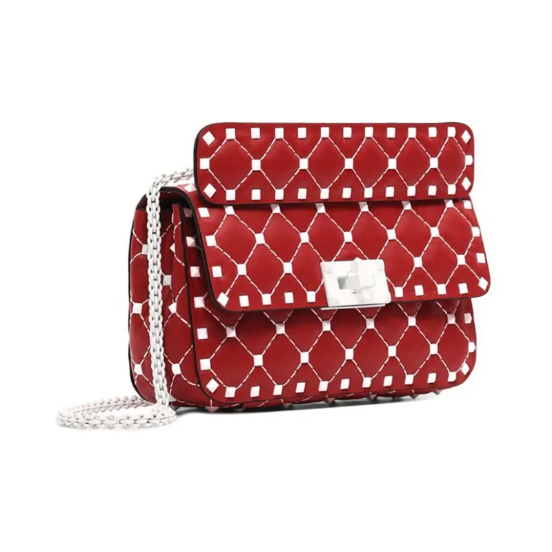 Valentino Sheepskin Crossbody Bag Shoulder Bag Women's Red-2