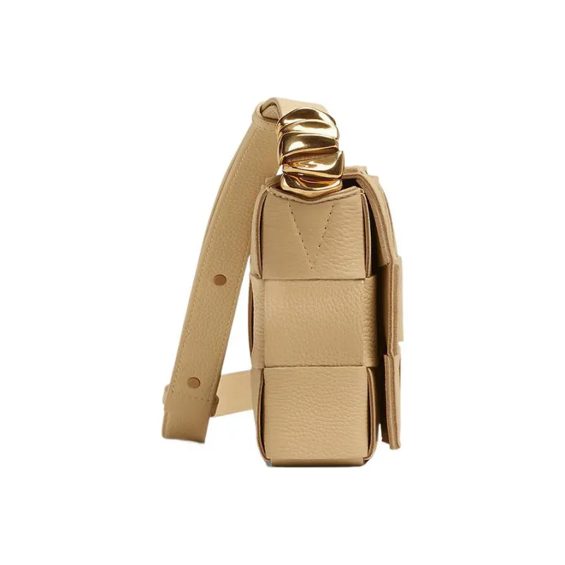 Bottega Veneta CASSETTE Cow Leather Tofu Bag Camera Bag Crossbody Bag Shoulder Bag Unisex Beige-1