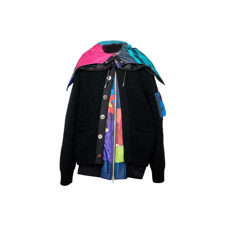 KAWS X Sacai Nylon Twill Wool Knit Blouson-1