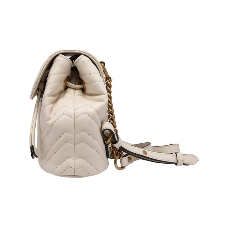 GUCCI Marmont Quilting Leather Backpack Mini Women's White-2