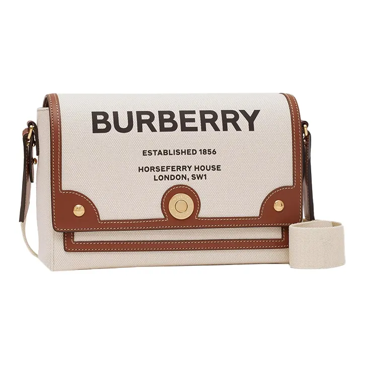 Burberry Horseferry Print Canvas Note Crossbody Bag Natural/Tan-1