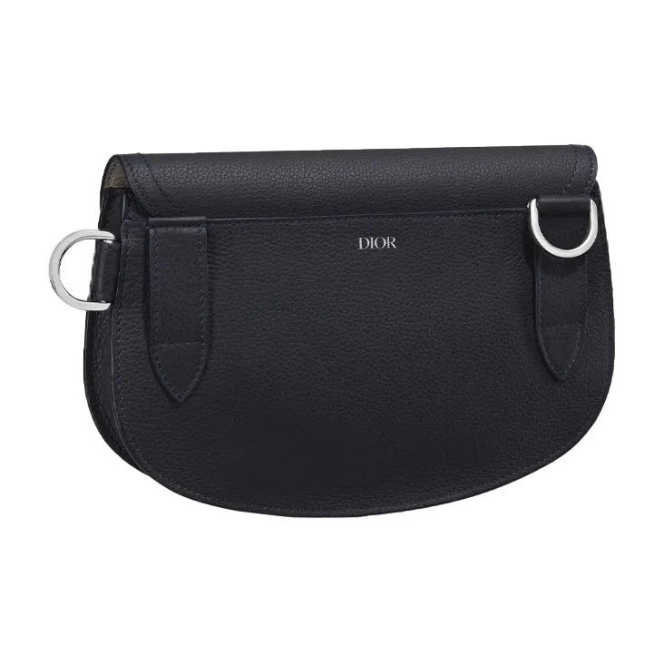 DIOR Saddle Grained Calfskin Saddle Bag Handheld One Shoulder Crossbody Fanny Pack Sling Bag Men's Navy-2