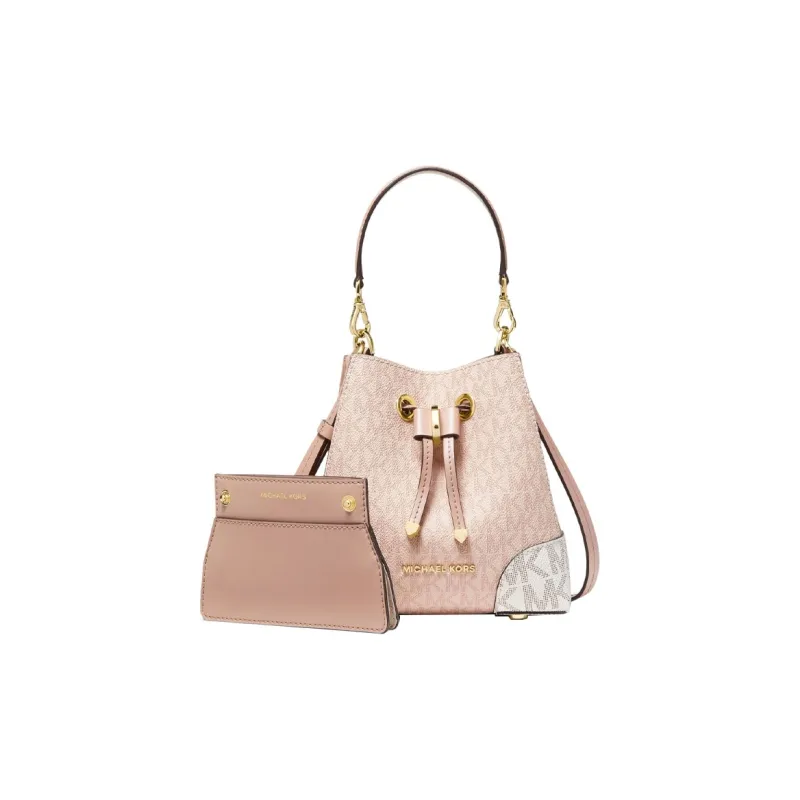 MICHAEL KORS Canvas With Polyurethane Bucket Bag, Handbag, Crossbody Bag Mini Women's Pink, White & Multicolor-1