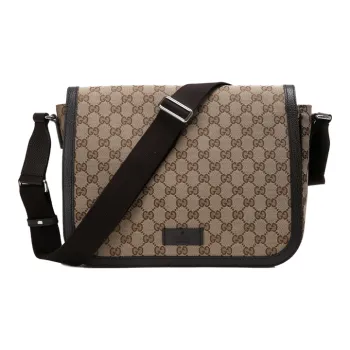 GUCCI GG Supreme Canvas Large Crossbody Bag Messenger Bag Men Brown