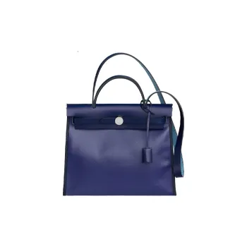 HERMES Herbag Zip H Berline Canvas With Hunter Cow Leather Canvas Bag Shoulder Bag Crossbody Bag Handbag Women's Purple