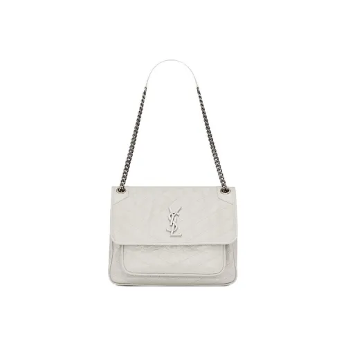 SAINT LAURENT Wmns Leather Niki Logo Chain Single-Shoulder Bag Medium White