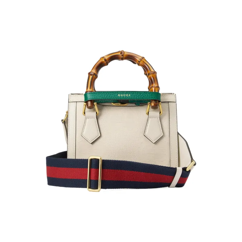 GUCCI Diana Canvas With Leather Shoulder Bag, Tote Bag, Shopping Bag, Handbag Mini Women's Ecru-7