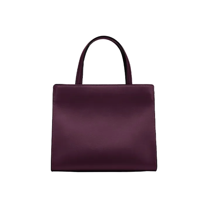 FERRAGAMO Vara Satin Natural Grain Cow Leather Tote Bag Shopping Bag Handbag Medium Size Women's Purple-2