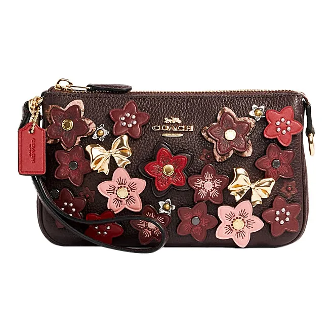 COACH Nolita Cowhide Leather Handheld Wrist Bag Shoulder Bag Small Size Women's Brown/Dark Red-0