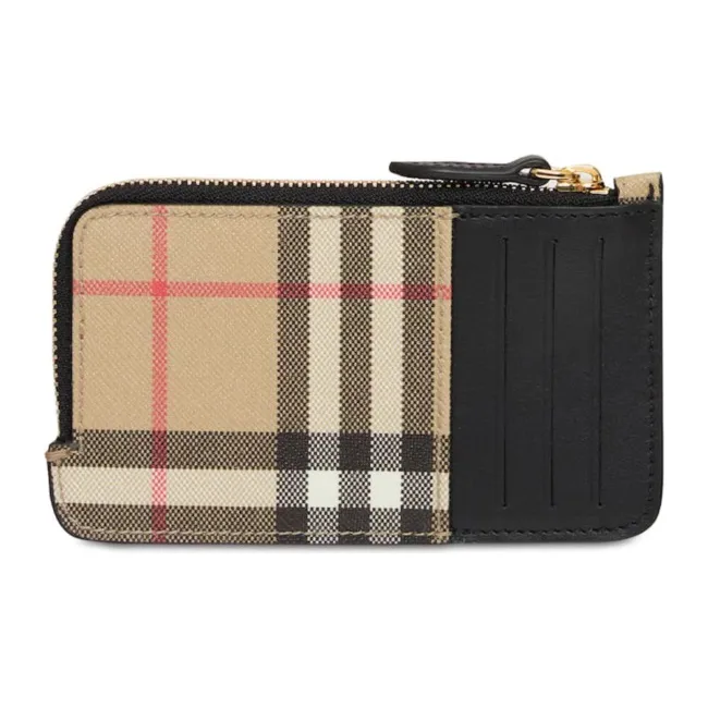 Burberry Vintage Check Zip Around Card Holder Beige/Multi-2