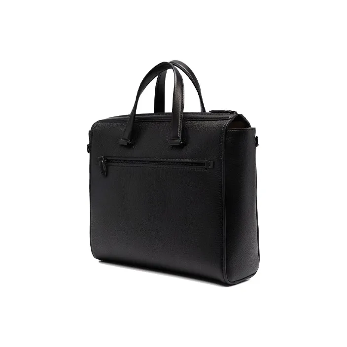 FERRAGAMO Grained Leather Briefcase Handheld Handbag Shoulder Bag Crossbody Bag Men's Black-1