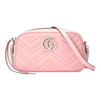 GUCCI Marmont Zip Around Shoulder Bag GG Small Pastel Pink