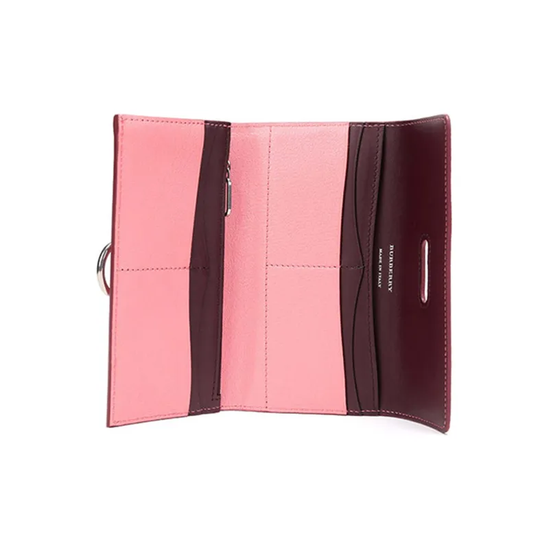 Burberry Leather Wallet Women's Bright Coral Pink-4