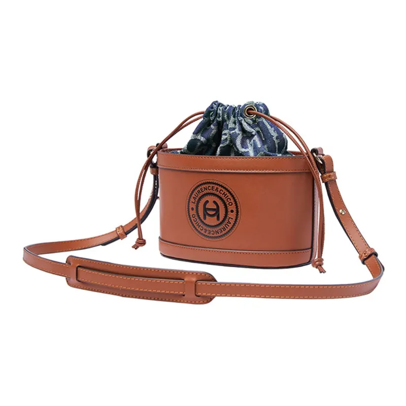 Laurence & Chico Cotton Bucket Bag Crossbody Bag Medium Size Women's Light Blue/navy-7