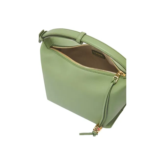 LOEWE Cubi Nappa Calfskin Lunch Box Bag Handbag Small Size Women's Green-3