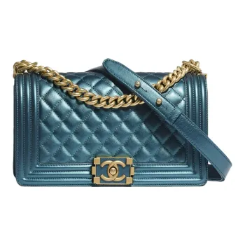 CHANEL Leboy Grain Embossed Calfskin Flap Bag, Crossbody Bag, Shoulder Bag Women's Marine Blue