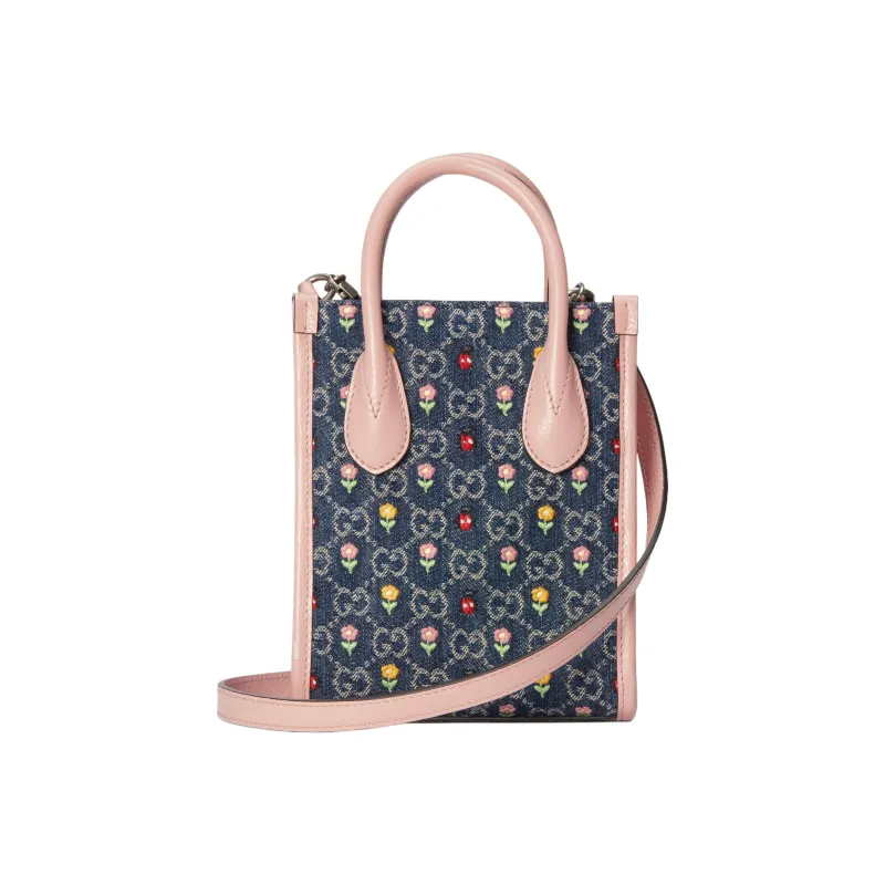 GUCCI Leather Tote Bag Shopping Bag Shoulder Bag Crossbody Bag Handbags Mini Women's Blue/Pink/Multicolor-1
