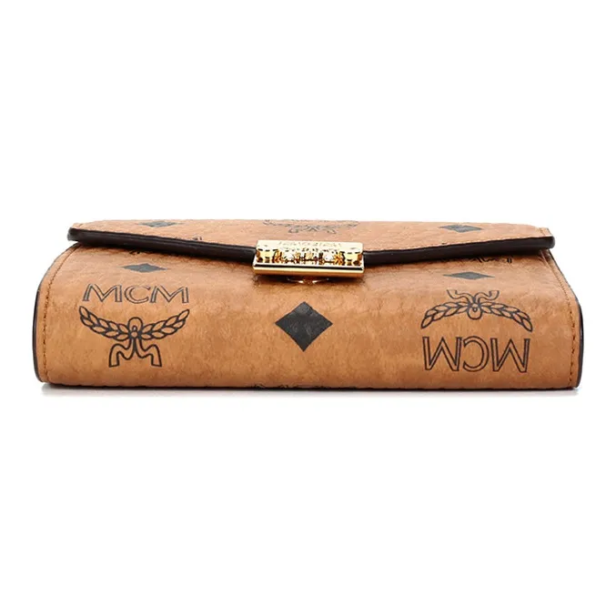 MCM Leather Wallet Trumpets Women's Brown Cognac-3