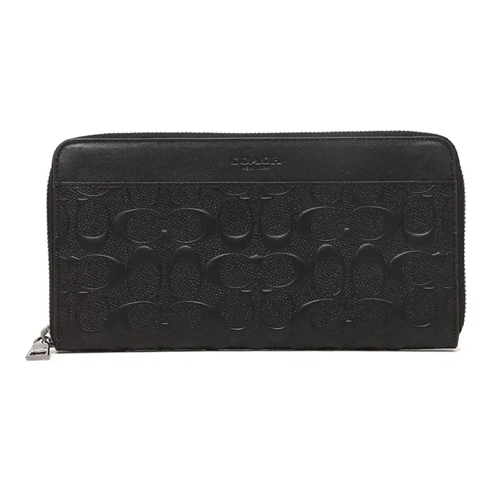 COACH Accordion Wallet Leather Clutches Wallets Men's Black-0