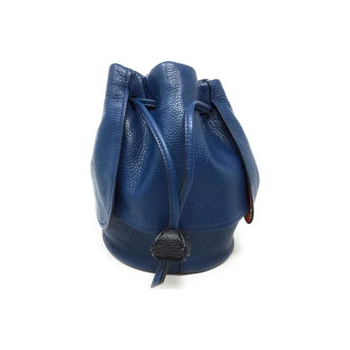 COACH Petal Leather Drawstring Crossbody Portable Bucket Bag Small Size Women's Blue-3