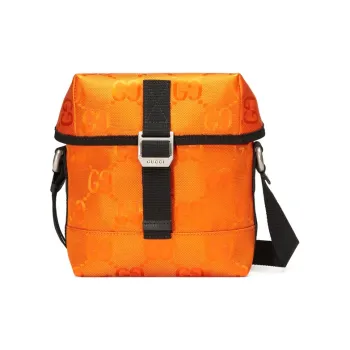 GUCCI Off The Grid Nylon With Leather Messenger Bag, Shoulder Bag, Crossbody Bag Unisex Orange/Black