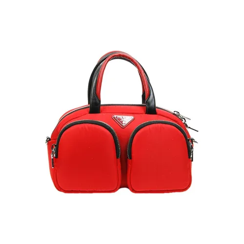 PRADA Nylon Fabric Handbag Women's Red