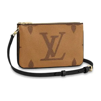 LOUIS VUITTON Pochette Double Zip Monogram Giant Reverse Brown