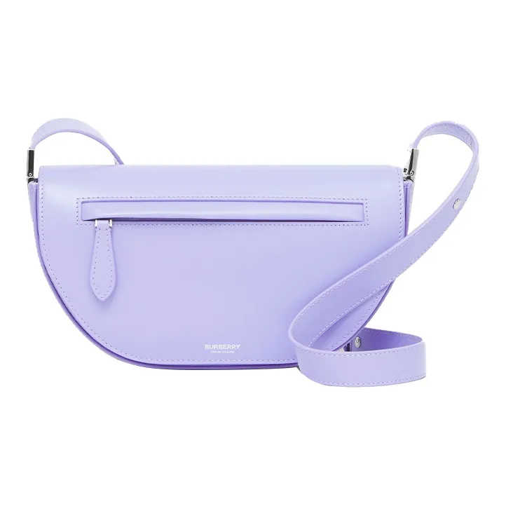 Burberry Olympia Smooth Leather Shoulder Bag Crescent Bag Portable Crossbody Bag Shoulder Bag Women's Soft Violet-1